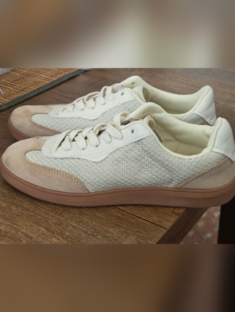 Zara Women's Cream Retro Sneakers EU36 US6 Blush Gum Sole Casual Excellent Cond - Picture 3 of 8